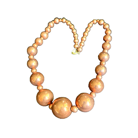 Vintage Copper Beaded Necklace Graduated Beads Copper Jewelry 17.5" Long - Picture 4 of 9
